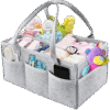 Best Baby Diaper Caddy Organizer, Foldable Felt Nursery Tote Storage Bin Portable Car Travel Organizer with Multi Pockets and Flexible Compartments for Diapers, Wipes