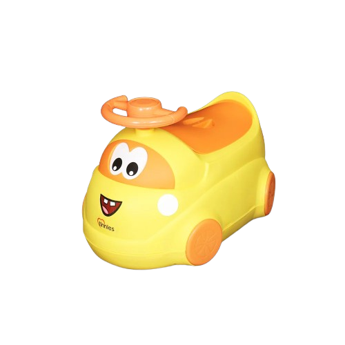 Fun yellow driver-themed potty chair for toddlers.