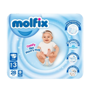 Molfix Diapers – Medium Size 3 28 Pcs 4–9kg Anti-Leak, Soft & Breathable Baby Diapers