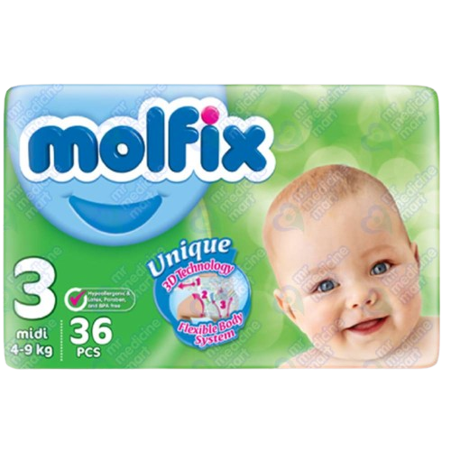 Molfix Midi Twin Size 3 Diapers – 36 Pcs 4–9 kg Babies