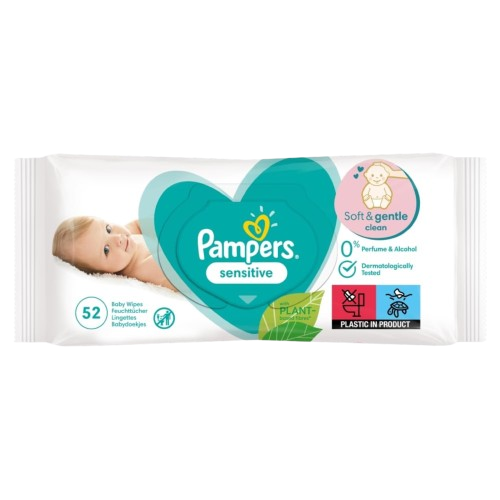 PAMPERS BABY WIPES SENSITIVE SOFT  GENTLE CLEAN 52PC