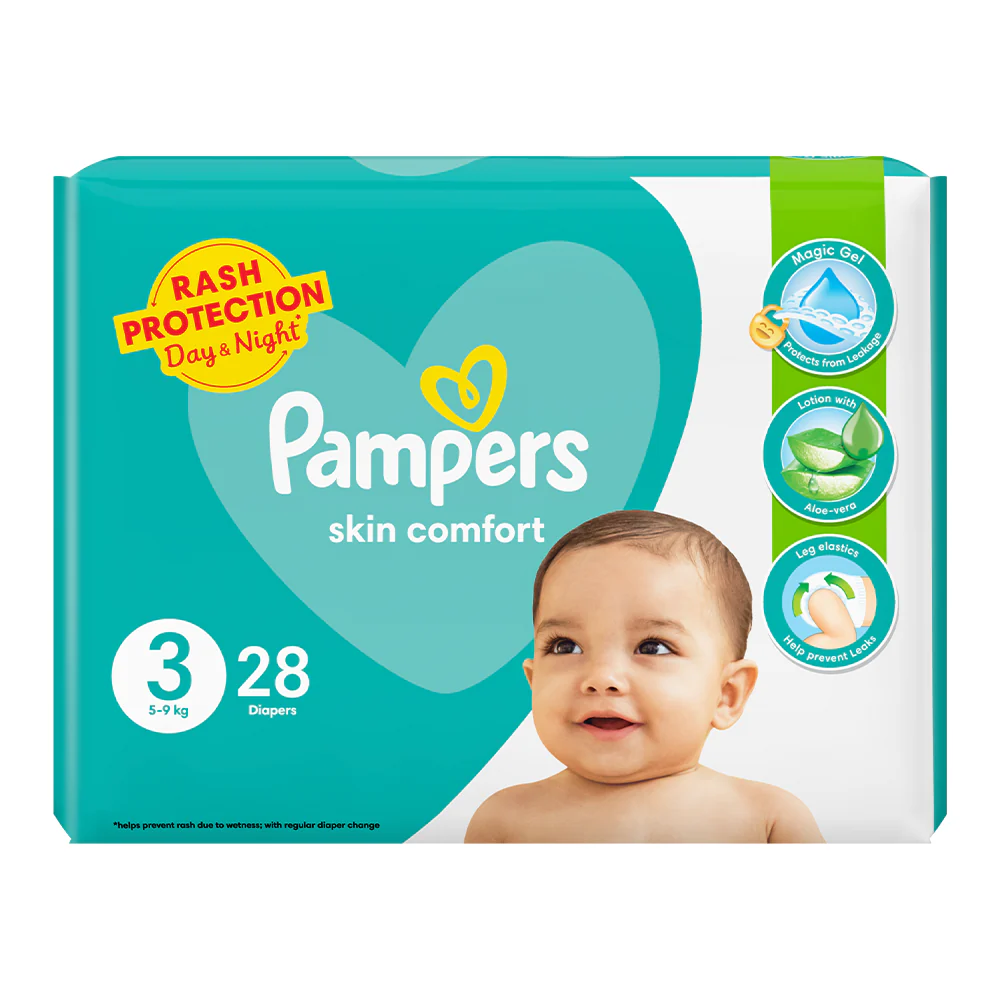 Pampers Taped Baby Diapers (Size 3 Medium, 28 Pcs)
