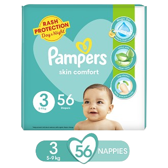 Pampers Taped Baby Diapers (Size 3 Medium, 56 Pcs)
