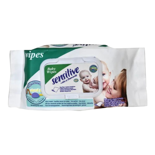 Sensitive Baby Wipes – 70 Cotton Wet Wipes Gentle & Alcohol-Free