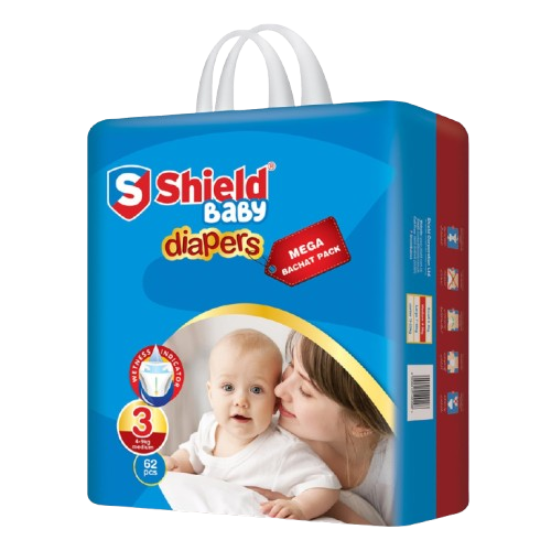 Shield Diaper Mega Bachat Pack – Medium Size (62 Pcs, 4–9 Kg)