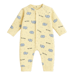 Baby Full Sleeves Fleece Romper Elephant Beige - Sunshine