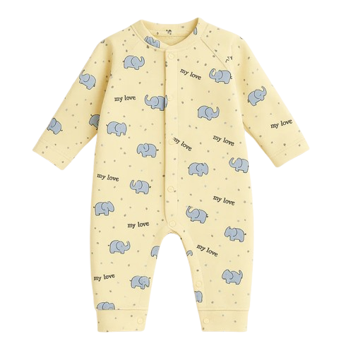 Baby Full Sleeves Fleece Romper Elephant Beige - Sunshine