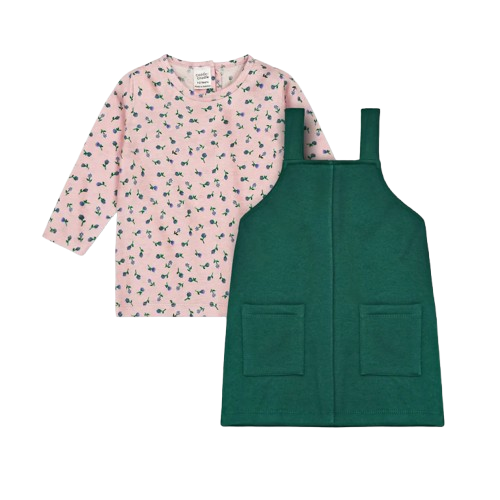 Girls Fleece Frock & Shirt Set (Jade Green)